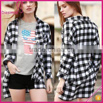 Hot Selling Fashion Women Long Sleeve Custom Plaid Shirt Wholesale Plaid Shirts Women