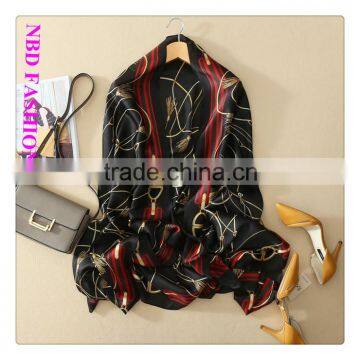 New Arrival Vintage Stlye Imitated Silk Gold Chain Scarves Beach Shawls photo-2