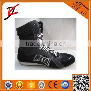 High top Pro competition genuine leather contender custom boxing shoes boxer boots mens black/white sparring muay Thai MMA