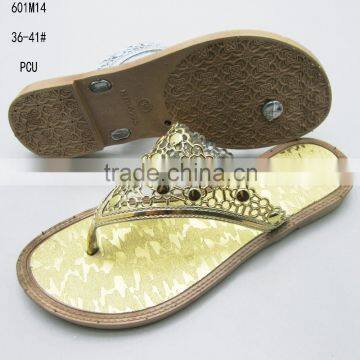 New stylish hollow metal shoelace PCU women's clip-toe slippers