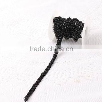 2016 Wholesale 1cm High Quality Fashion Design Black Fancy Embroidery Beaded Chain Lace Trim photo-2