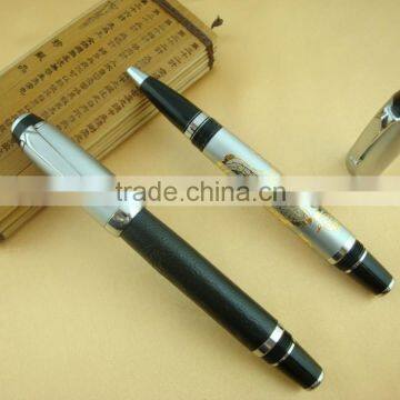 Self-inking Stamp Pen Leather Roller Pen in Aluminum Sheet Gift Box