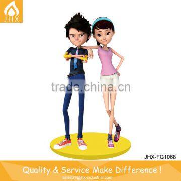 Fiberglass Boy And Girl Figure Sculpture For Garden