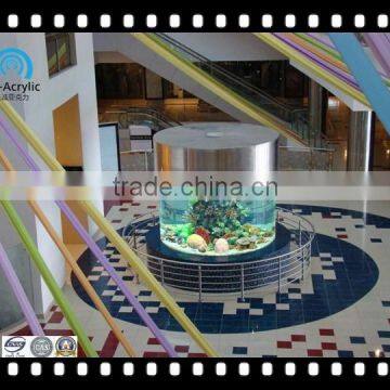 transparent cast cylindrical acrylic fish tank oceanarium for restaurant