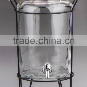 Glass juice dispenser with metal rack(CCP842GT)