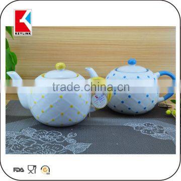 hot sale polka dot design tea pot/milk pot/sugar pot tea set ceramic