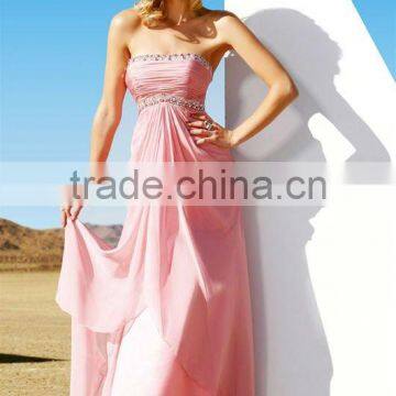 Strapless Stomacher Design Long Chiffon Evening dress MNM-004