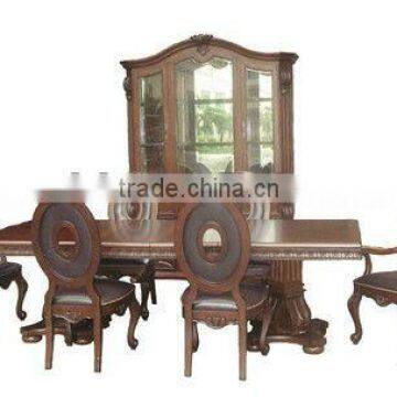 Unique Original Lifestyle Luxury Cherry Carved Dining Set with Buffet and Hutch & High End Dining Table Set