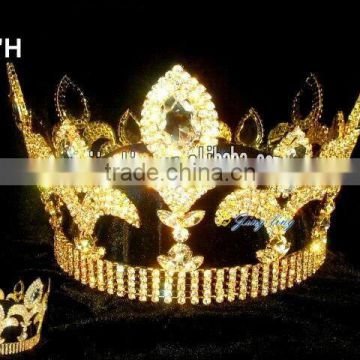 king rhinestone tiara full round large pageant crown