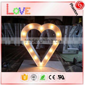 Wedding decorative metal led heart marquee light