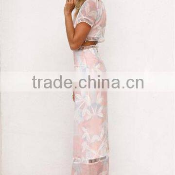 Latest Floral Print Dress Fashion Dress Two Piece of Maxi Dress for Women photo-5