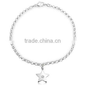 Elegant Alloy Sparkling Silver Clear Crystal Star Charm Anklets Jewelry For Women