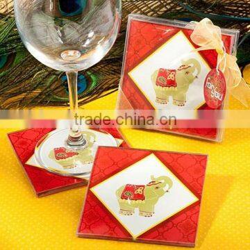 Elephant Design Glass Coaster