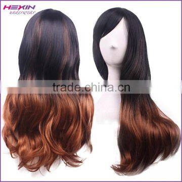 Cosplay Full Lace Human Hair Wig With Wig Cap and Comb (Black Brown)