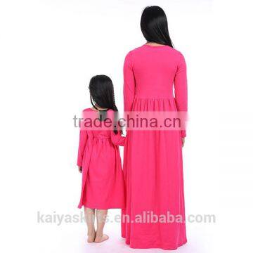 2016 Kids Boutique Clothes Cotton Long Designer One Piece Mommy and me Maxi Dress photo-4