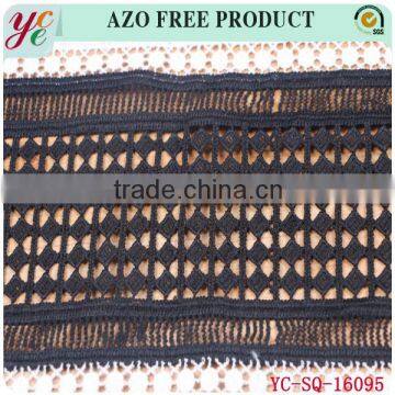 Summer New Black Hollow Out Small Grid With a Clover Lace Embroidery Fabric photo-3