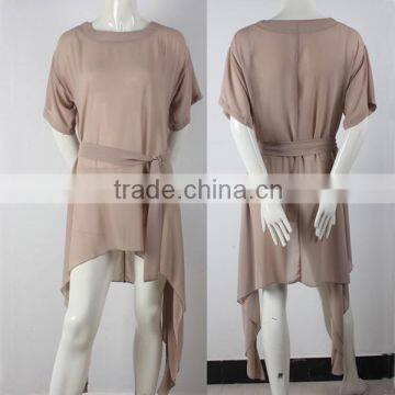 OEM hot sale images of ladies chiffon tops asymmetrical hem ladies-tops-images