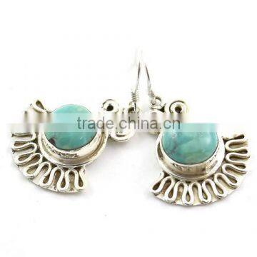 925 sterling silver jewelry wholesale natural stone earrings tibet turquoise earrings