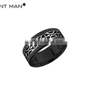 wholesales Titanium Rings black plating Wedding Band Mens carbon fiber titanium ring band