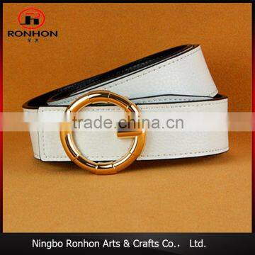 Pure white genuine leather waist belt for teens and men