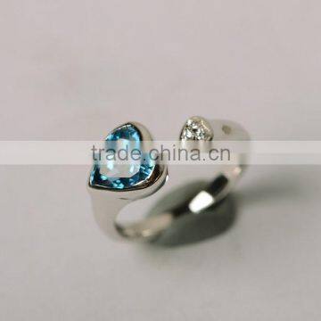 falak gems London blue topaz ring heart shape gemstone ring sterlinger silver ring white gold plated promise ring