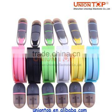 wholesale 2 in 1 retractable 5pin micro usb data cable made in china