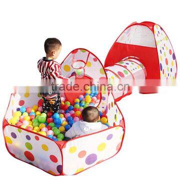 Polka Dot 3 in 1 tents Pop up Kids Chilrens Play Tent and Tunnel