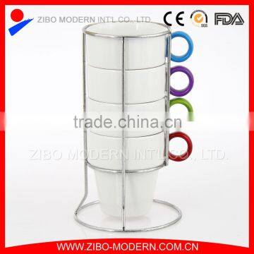 Ceramic stacking coffee mug, stacked ceramic mug