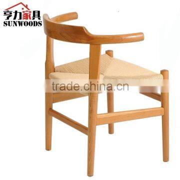 Replica solid wood dining chair paper cord seat Shaped Chair