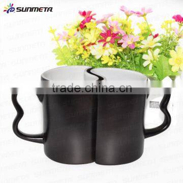 High Quality Heart Shape Magic Ceramic Sublimation Couple Mug photo-2