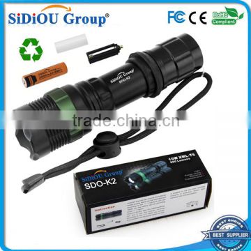 Sidiou Group T6 LED Flashlight torch 900 Lumens 7W Zoomable Torch With 18650 Li-ion Rechargeable Battery