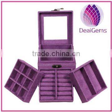 Christmas gift 3 sheets inside lint jewelry box for girls