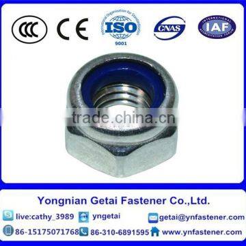 Blue white zinc plated DIN985 nylon lock insert nuts