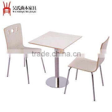 White panel steel bracket double dining table