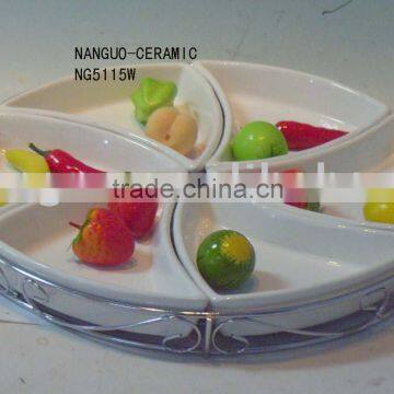 ceramic snack plate compartment plate with stand