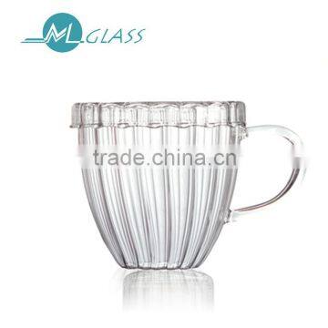 Whosale 200ml high borosilicate glass tea cup with handle with lid N6284