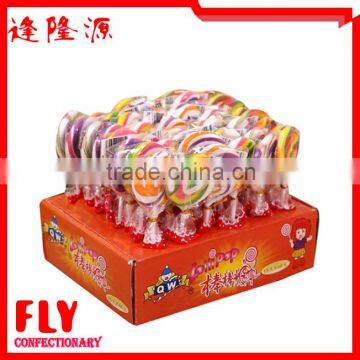 Bag Wrapped Fruit Flavour Sweets Flat Swirl Rainbow Lollipop Candy photo-3