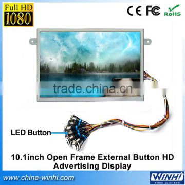 Hot sale 10 inch 6 pcs buttons full hd open frame tft lcd led monitor advertising display