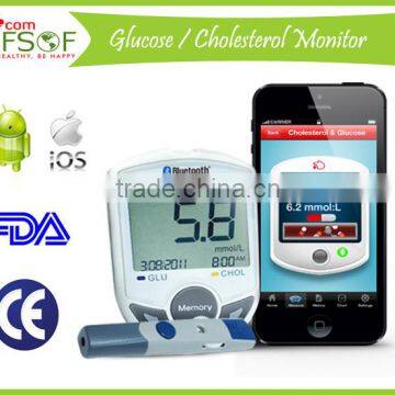 Extra Large Screen Easy Operation FDA ,ISO Certificates Body Analysis Bluetooth Blood Glucose / Cholestrol Meter, SIFGLUCO-3.1