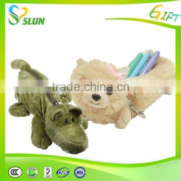 Soft Animal Cow Pencil Case Bags Round Shape Plush Cow Pencil Case