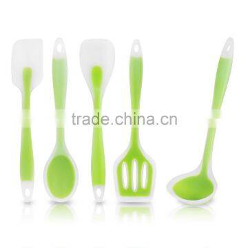 Food grade Silicone green Spatula Utensil Set - 5 Pieces with Lifetime Guarantee