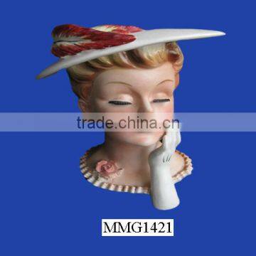 Gorgeous ceramic lady head vase planter