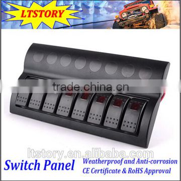 8 Gang LED-Blue Waterproof Rocker Switch Panel For Marine/ Boat/ Caravan