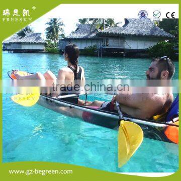 crystal 100% clear bottom transparent canoe kayak for 2 person