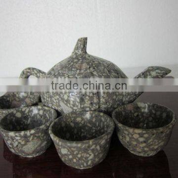 creative Korean and Japanese style white Maifan stone tea sets with one stone pot with 4 cups