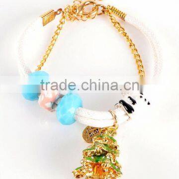 Alloy charm bracelet&rope bracelet with pendant