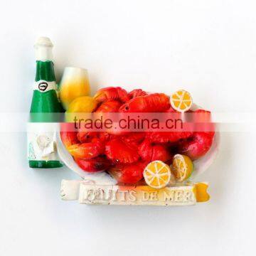 Cheap Custom Design Hand-painting 3D Seafood Lobster Shaped Resin Fridge Magnet photo-3
