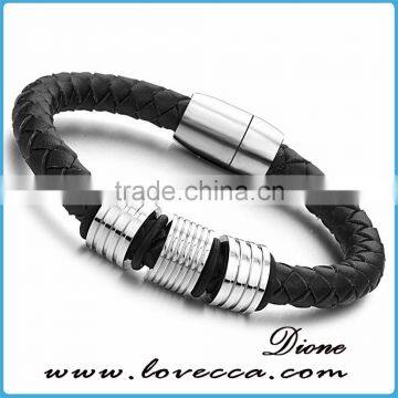 Wholesale Stainless Steel Charm pu Leather Bracelet Man photo-5