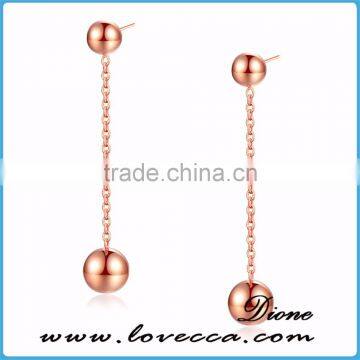 Latest Simple Stainless Steel Design Rose Gold Long Earrings Women Jewelry photo-2