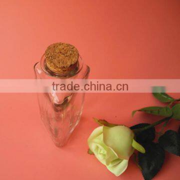 Novely Triangle Shape Glass Storage Bottle With Cork